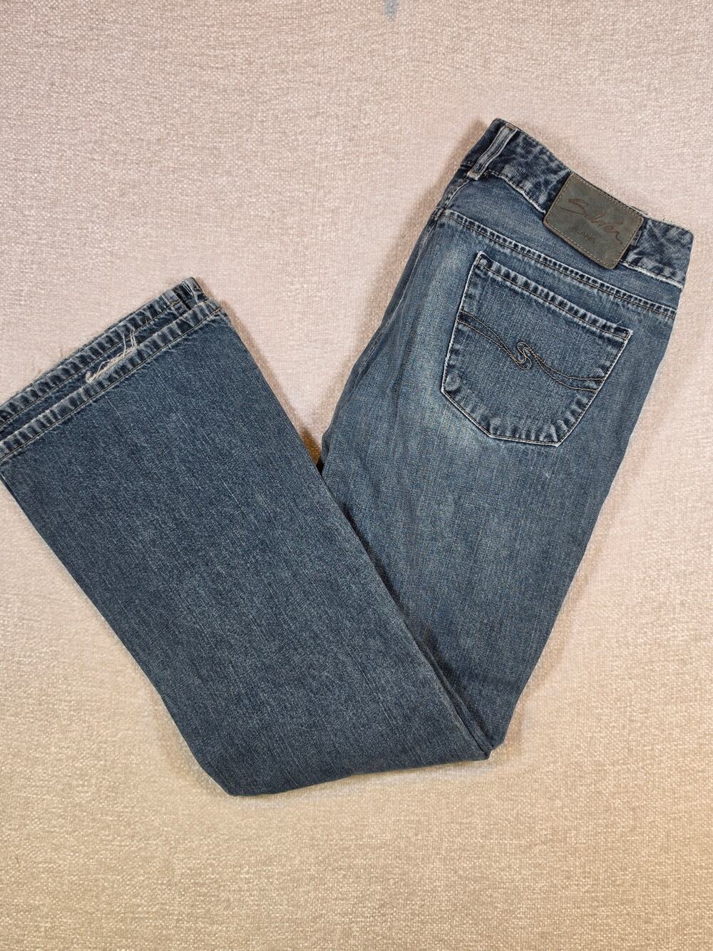 Silver Vintage Womens Flare Slit Hem Jeans 31x29.5